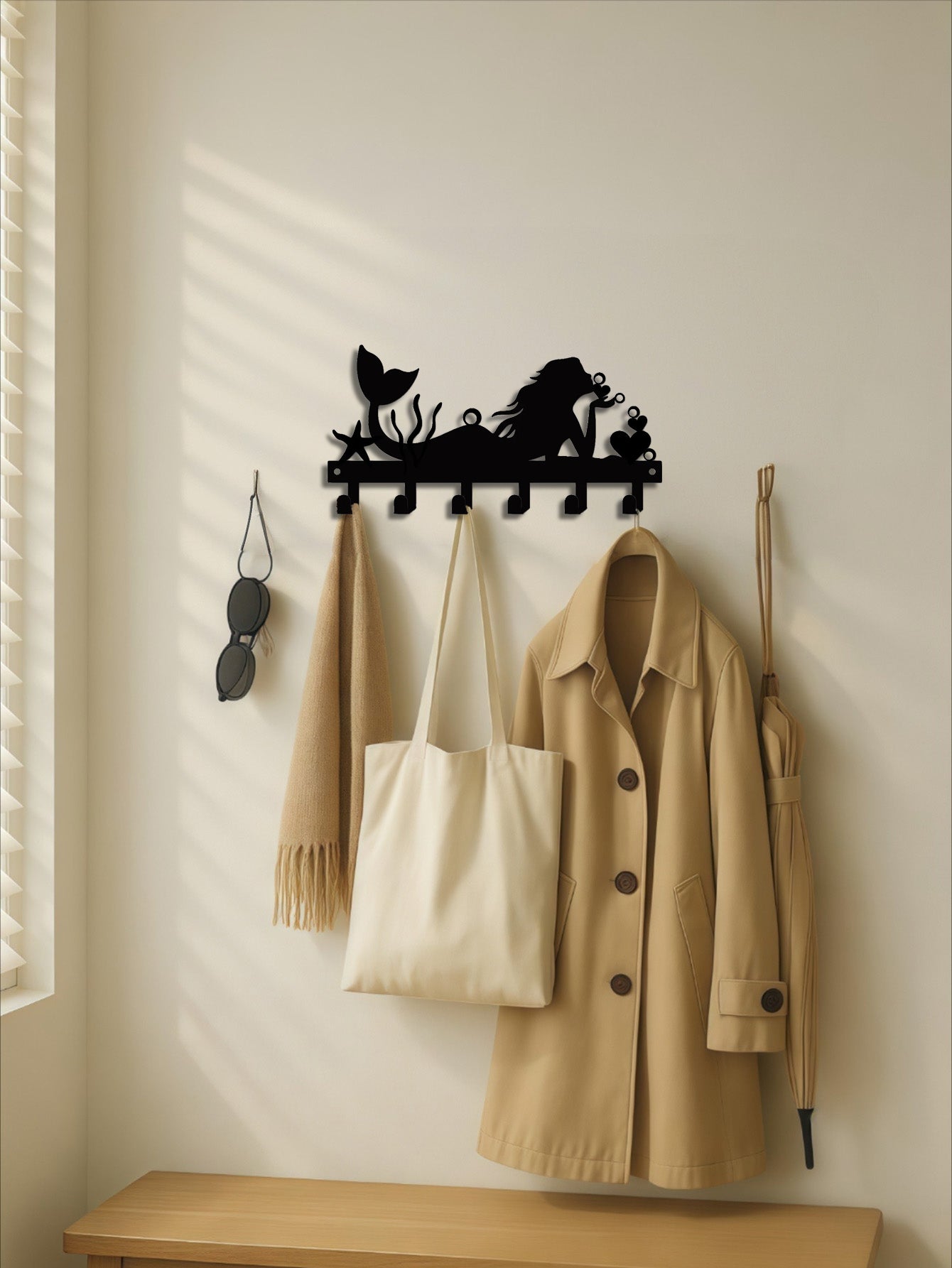 Wall-mounted Single Hanger With Built-in Key Holder,The Decorative Hooks