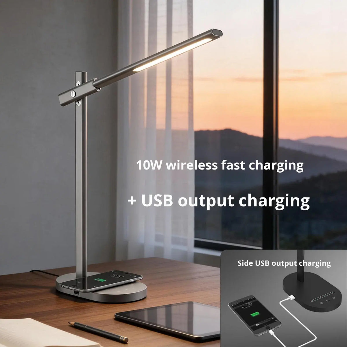 Learning rechargeable desk lamp desktop learning wireless charging desk lamp