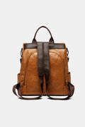 Cognac Faux Leather Backpack
