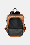 Cognac Faux Leather Backpack