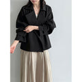 British Style Belted Waist Flip Collar Trench Coat for...