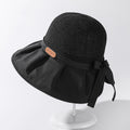 Ladies Bow Sun Hat Pleated Big Brim Stitching Fisherman...