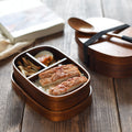 Japanese Creative Wooden Lunch Box Divided Lunch Box Student...
