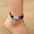 Fabric crystal flower anklet