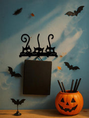 Vintage Black Metal Wall Coat Rack W Hooks - Key Holder & Entryway Organizer
