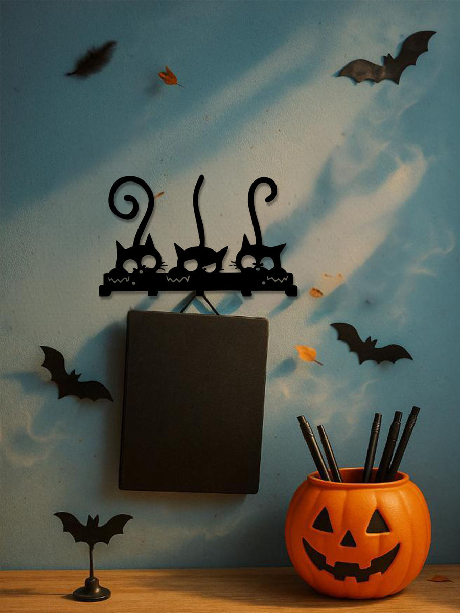 Vintage Black Metal Wall Coat Rack W Hooks - Key Holder & Entryway Organizer