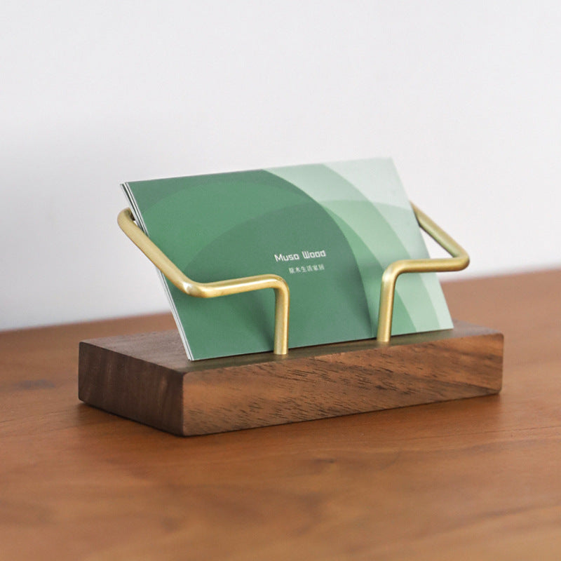 Wooden Brass Card Holder Metal Card Holder