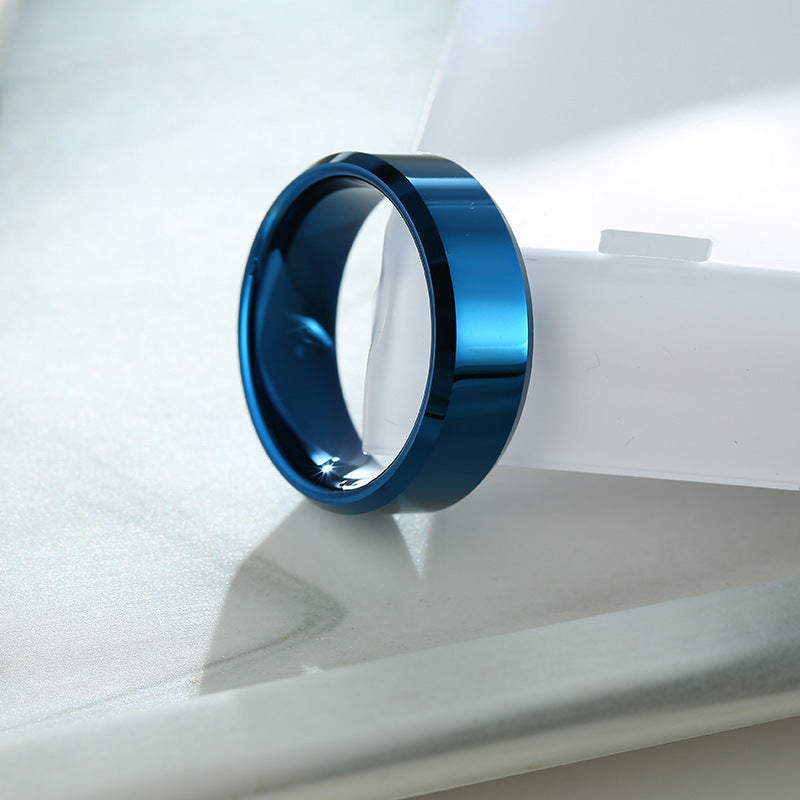 Jewelry Fashion All Blue Tungsten Steel Ring Men's Ring Anti-Scratch Tungsten Steel Explosive Ring Jewelry