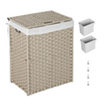 Laundry Hamper With Lid PE Rattan Powder Coating Frame...