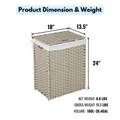 Laundry Hamper With Lid PE Rattan Powder Coating Frame...
