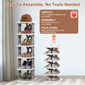 6 Tier Foldable Shoe Rack Vertical Shoe Organizer Narrow Shoe Rack For Small Spaces Space Saving Free Standing For Corner Entryway Hallway Bedroom 2 Color Options