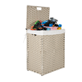 Laundry Hamper With Lid PE Rattan Powder Coating Frame...