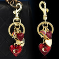 Metal keychain cute fruit set with diamonds apple keyring...
