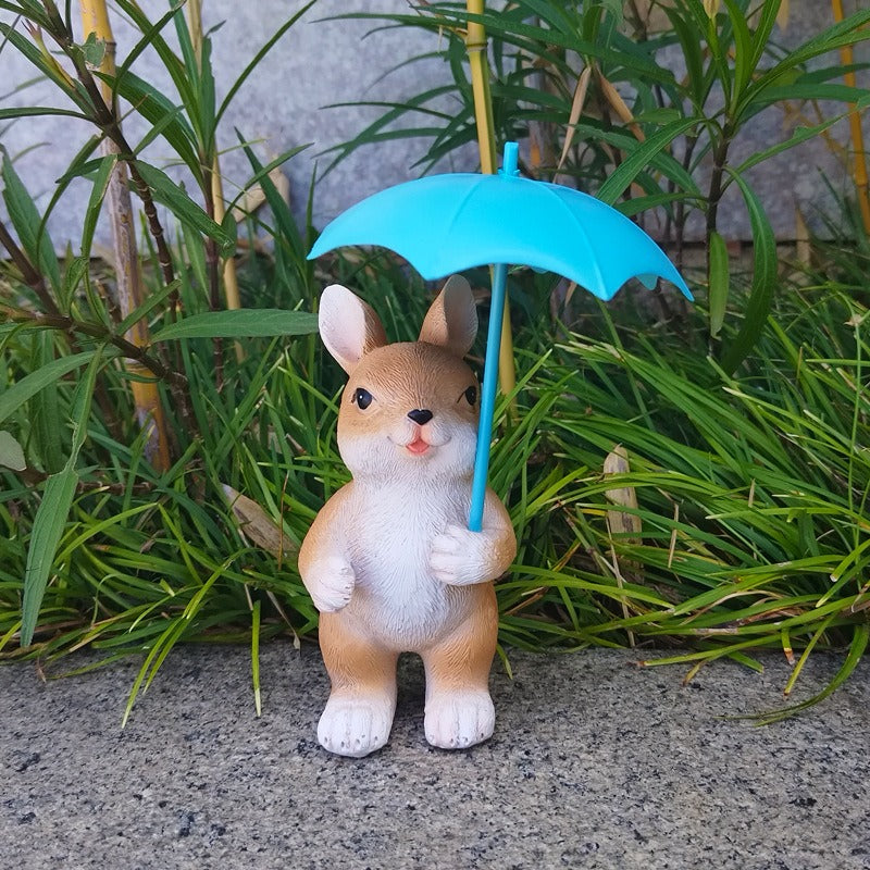 Garden bunny umbrella animal ornament