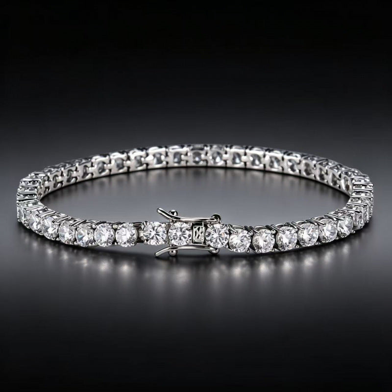 Hot selling tennis bracelet, high sparkling white zircon bracelet, silver jewelry, high-end feel, light luxury jewelry accessories
