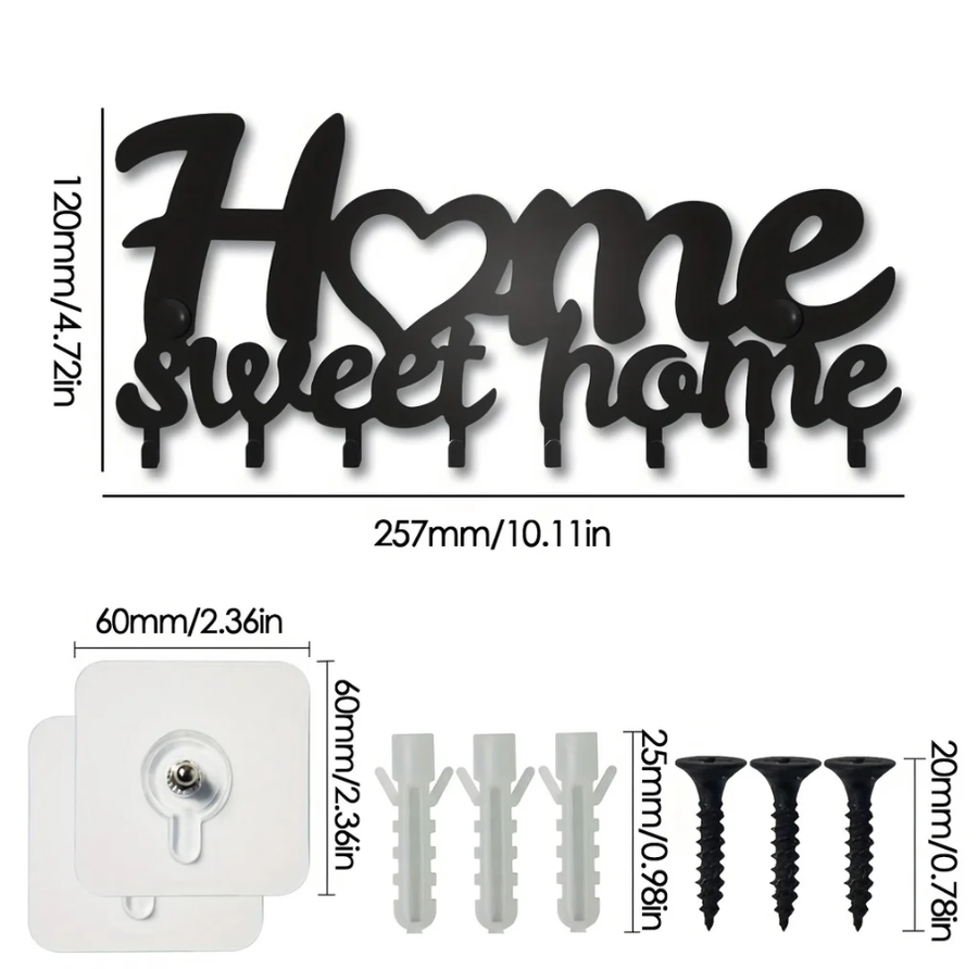 Sleek Adhesive Key Holder - Metal Key Holder Wall Mount W Contemporary Design