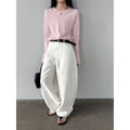 Simple and Versatile Regular Shoulder Double-Layer Rolled Cuff Round...