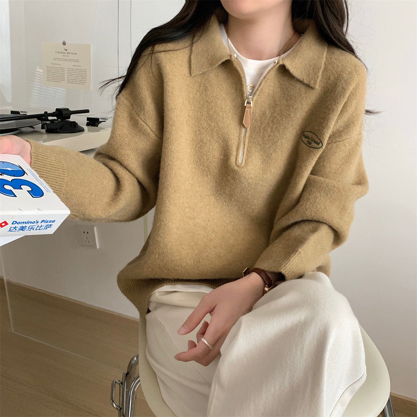 POLO Half Zipper Sweater for Women