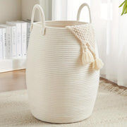 Larry's Large Capacity Tall Model With Extended Handle Foldable Tassel-free Decorative Dirty Clothes Basket For Bedroom And Bathroom Clothing Storage