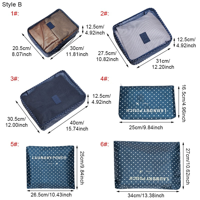 6Pcs/set Packing Cube Travel Bags Portable Large Capacity Clothing Sorting Organizer Luggage Accessories Supplies Product
