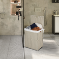 Laundry Hamper With Lid PE Rattan Powder Coating Frame...