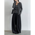 Striped Long Sleeve Cardigan + Matching Color Camisole Set...
