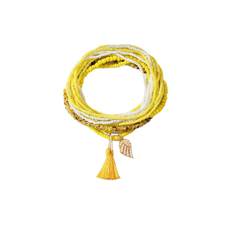 Handwoven tassel anklet for women