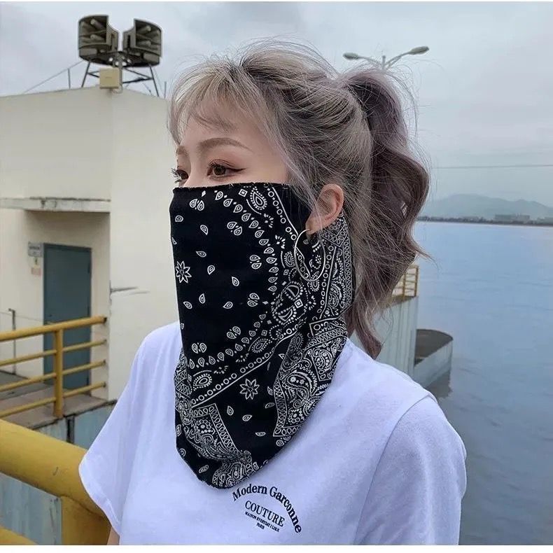 Sunscreen Mask Female Full Face UV Protection Ice Silk Face Mask Washable Sunshade Mask
