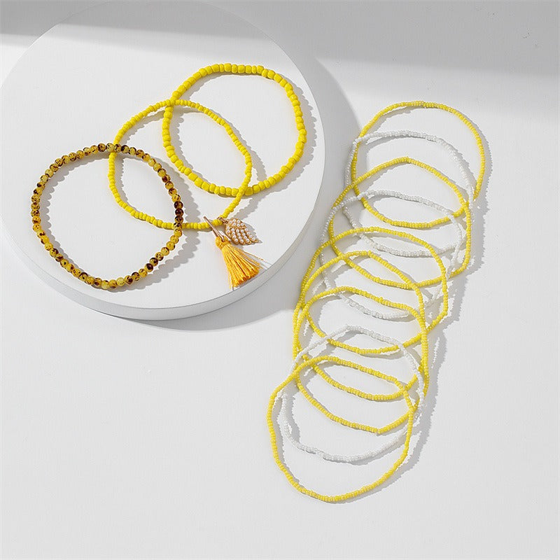 Handwoven tassel anklet for women