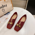 Retro square toe soft bottom flat beanie shoes for...
