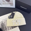 Knitted Hat with Cross Design Warm Ear Protection Beanie