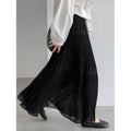 Soft Pleated Midi Skirt High Waist A-Line Tulle Layered Cake Skirt