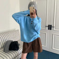 Solid color loose and lazy style soft and sticky knitted sweater