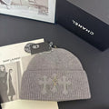 Knitted Hat with Cross Design Warm Ear Protection Beanie