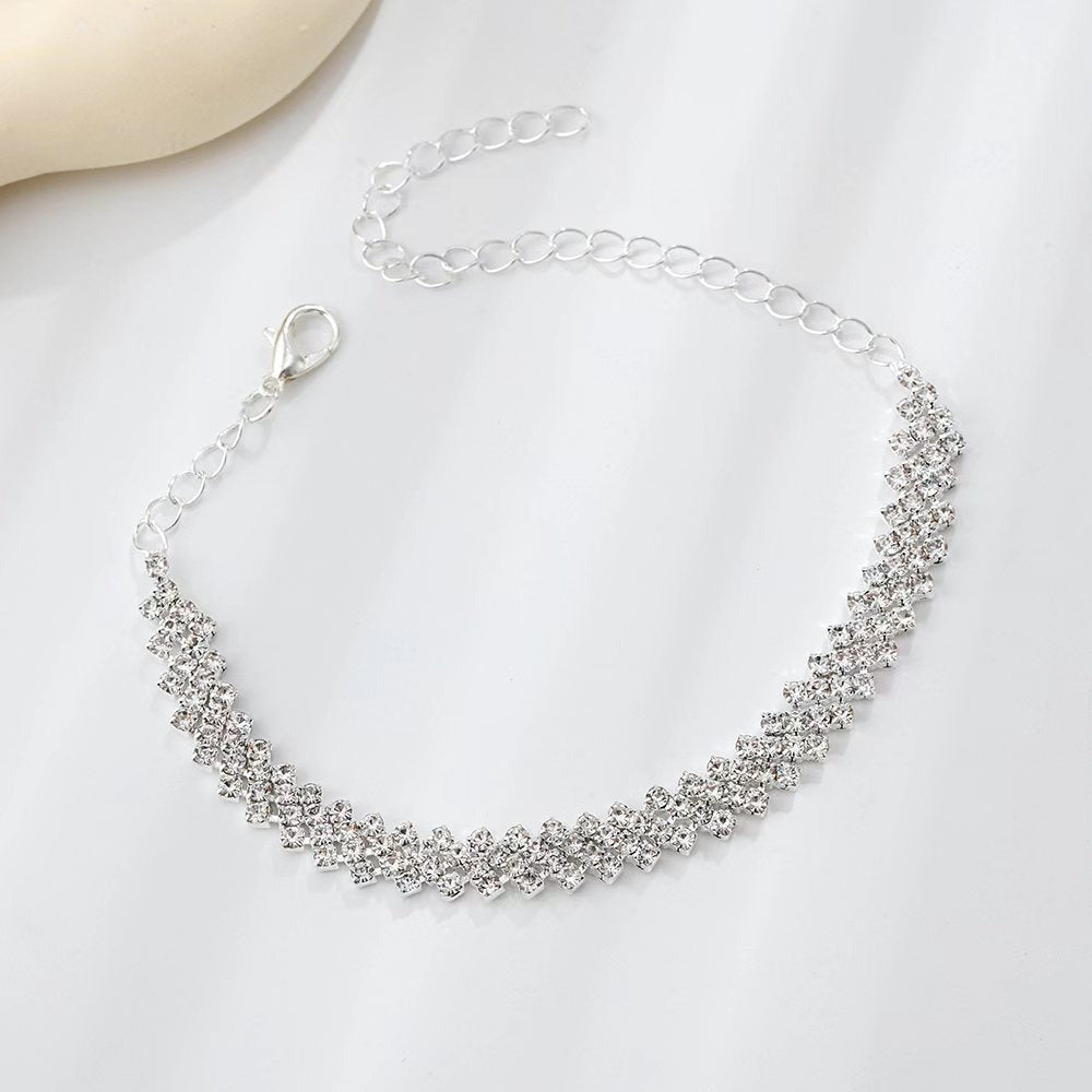 Irregular diamond rhinestone anklet