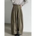 Diagonal Placket Patchwork Pleated Wide Leg Pants for Women...