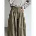 Diagonal Placket Patchwork Pleated Wide Leg Pants for Women...