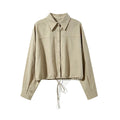 Drawstring Hem Loose Fit Shirt for Women