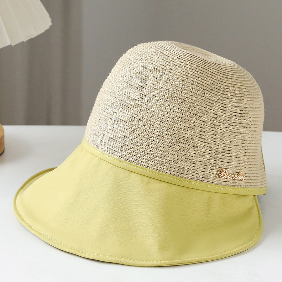 Straw Hat Women's Summer Outdoor Leisure Stitching Sun Hat Japanese Encryption Fine Grass Peaked Sun Hat Sun Hat