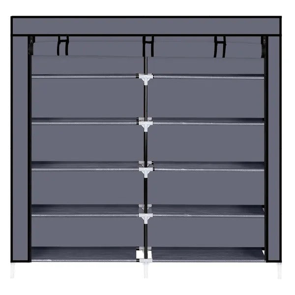 7 Tiers Portable Shoe Rack Closet Fabric Cover Shoe Storage Organizer Cabinet