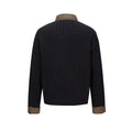 college-style patchwork collar cable-knit pullover sweater for men