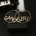 Bohemian Geometric Round Earring GIRL GANG LEtter Carving Pendant...