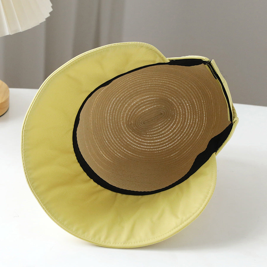 Straw Hat Women's Summer Outdoor Leisure Stitching Sun Hat Japanese Encryption Fine Grass Peaked Sun Hat Sun Hat