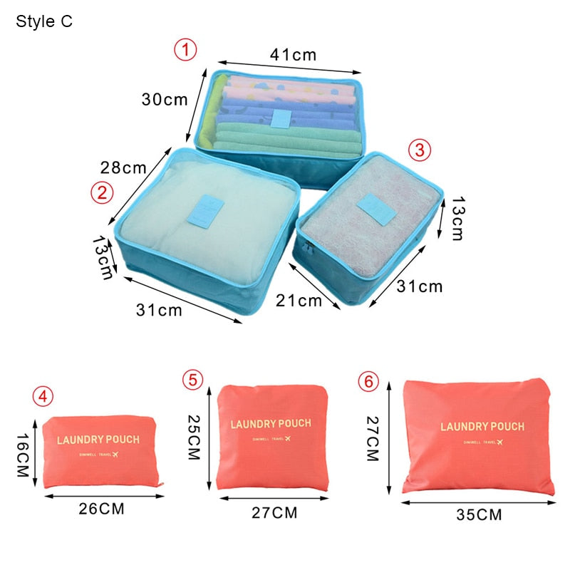 6Pcs/set Packing Cube Travel Bags Portable Large Capacity Clothing Sorting Organizer Luggage Accessories Supplies Product
