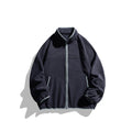 Color-Blocked Ribbed Collar Loose Fleece Jacket for Men