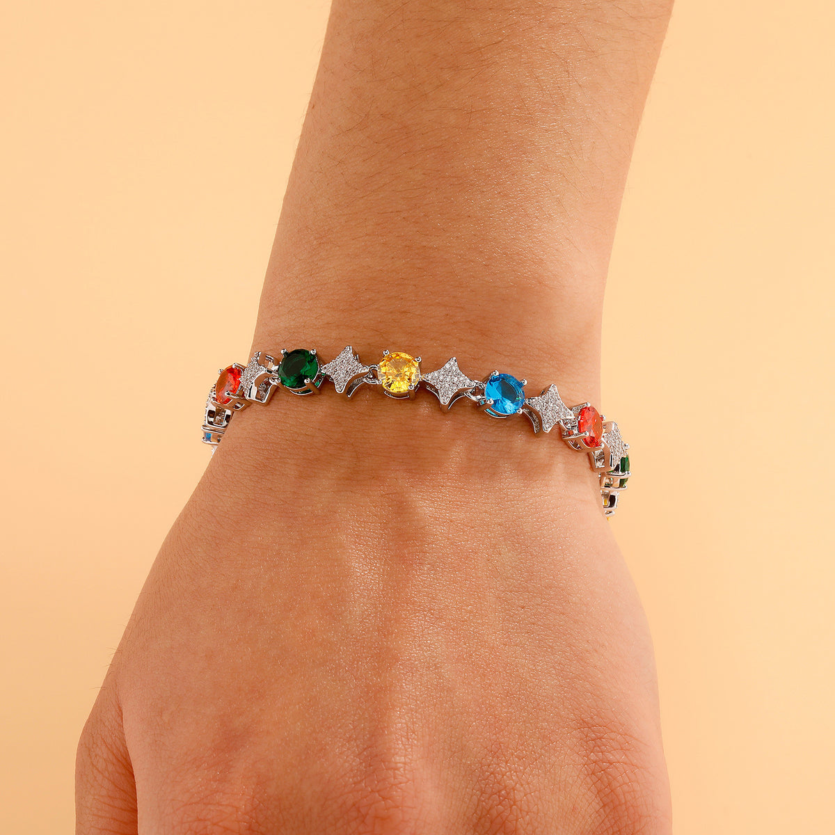 4MM Tennis Chain, 6MM Copper Zirconia Star Hip-hop Necklace, 8MM Starburst Bracelet Anklet, Factory