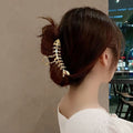 Metal fishbone hair clip