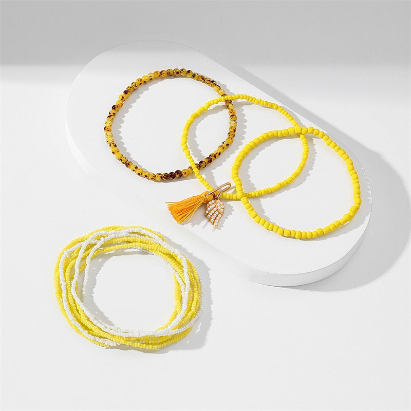 Handwoven tassel anklet for women