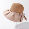 Ladies Bow Sun Hat Pleated Big Brim Stitching Fisherman...