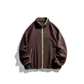 Color-Blocked Ribbed Collar Loose Fleece Jacket for Men